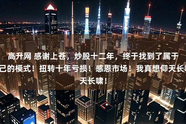 高升网 感谢上苍，炒股十二年，终于找到了属于自己的模式！扭转十年亏损！感恩市场！我真想仰天长啸！