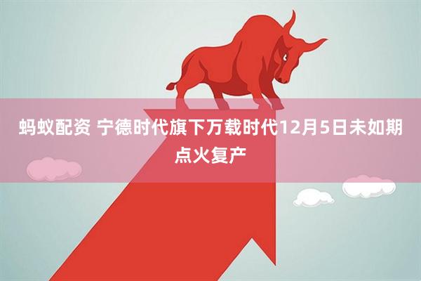 蚂蚁配资 宁德时代旗下万载时代12月5日未如期点火复产